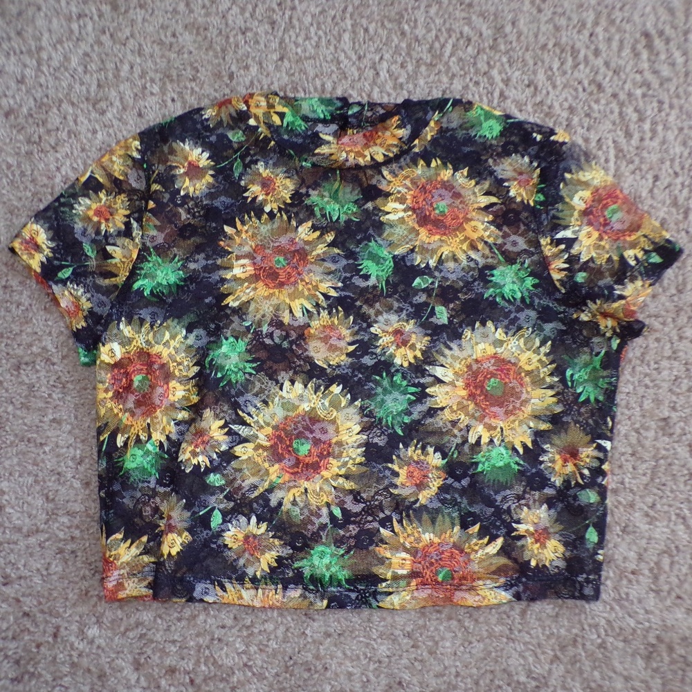 See-Through, Cropped, Sunflower Tee